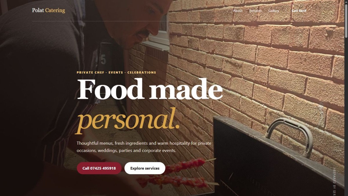 Polat Catering website homepage preview